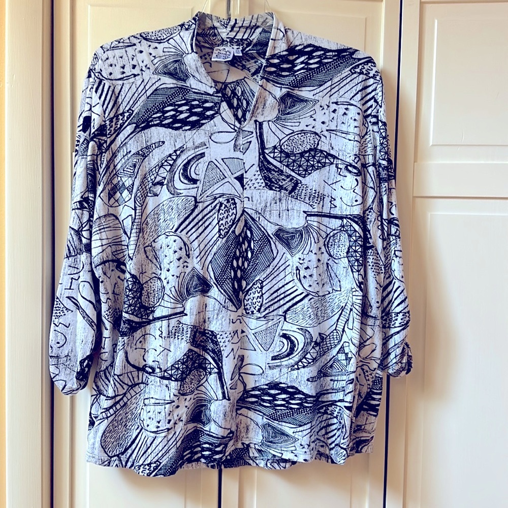 Parsley and Sage 2X Black & White tunic top blouse